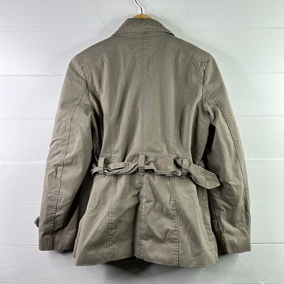 KENNETH COLE REACTION Tan Cotton Button Up Zip Up Trench Jacket Coat Size Medium - Picture 2 of 12